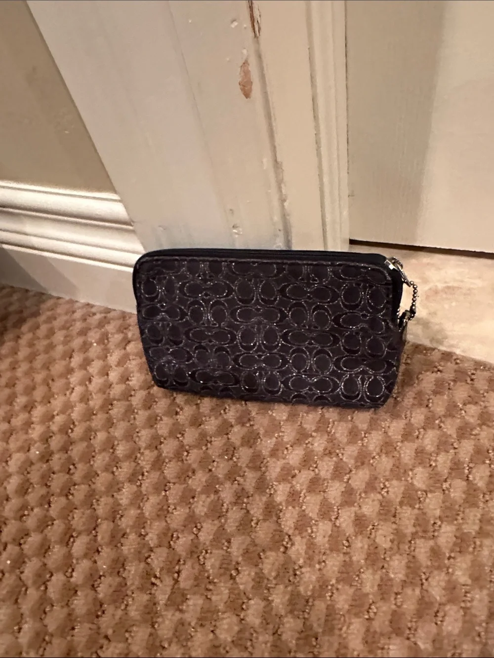 Coach Black Signature Small Zip Pouch